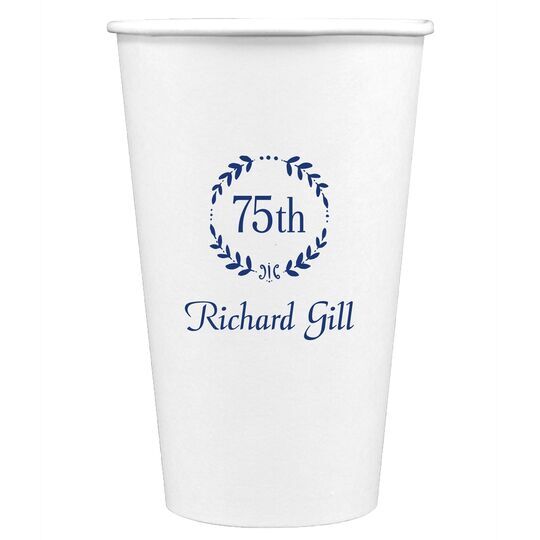 75th Wreath Paper Coffee Cups